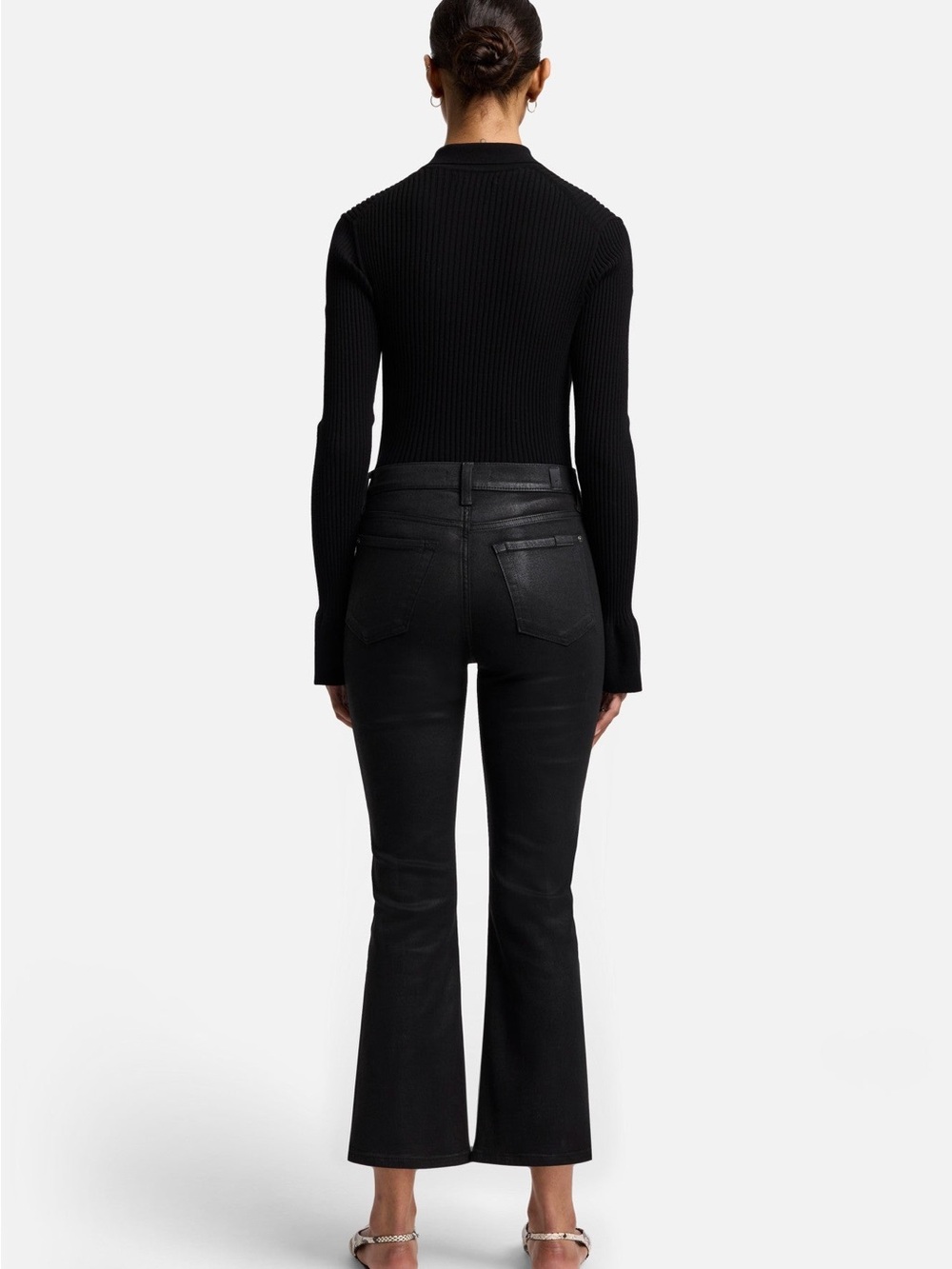 7 For All Mankind High-Waist Slim Kick Coated Jeans Black Sz 24 NWT - Picture 2 of 10